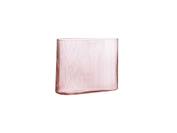 NUDE GLASS Mist, vaso basso in vetro rosa 21 cm