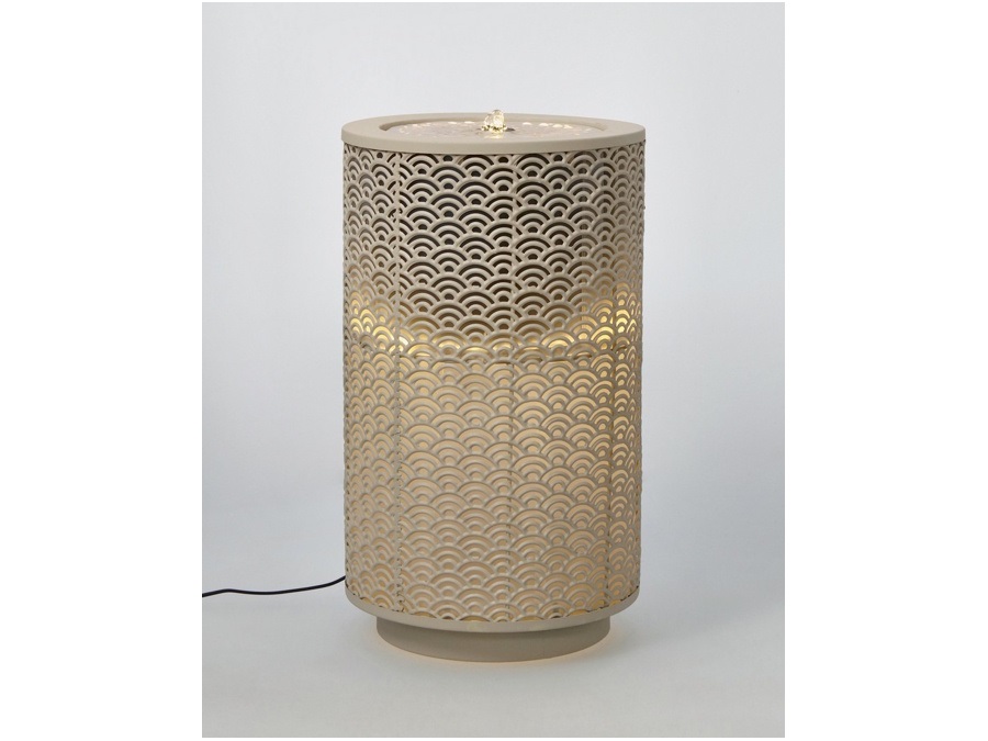 BIZZOTTO Akira, fontana cilindrica con led, beige, Ø30x51,5h cm