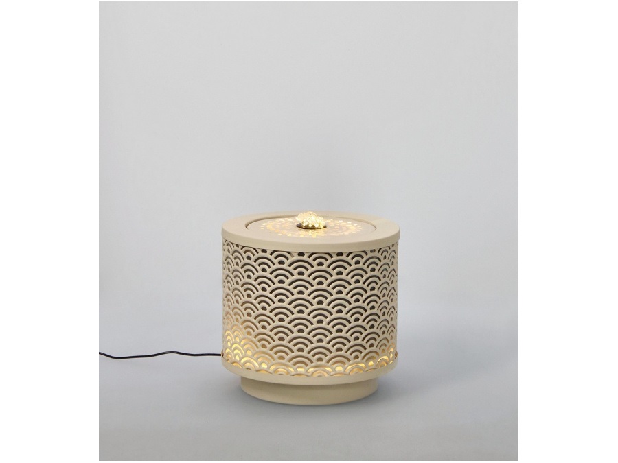 BIZZOTTO Akira, fontana tonda con led, beige, Ø25x23h cm