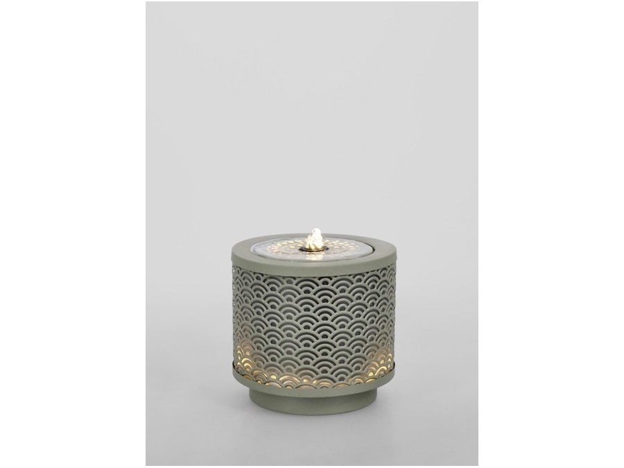 BIZZOTTO Akira, fontana tonda con led, verde salvia, Ø25x23h cm