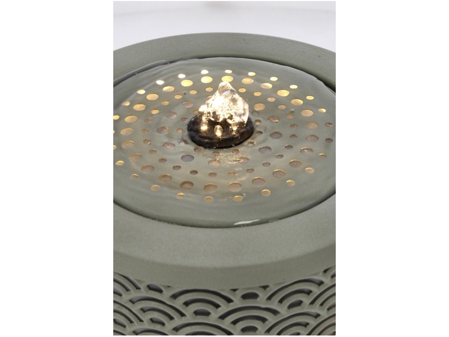 BIZZOTTO Akira, fontana tonda con led, verde salvia, Ø25x23h cm