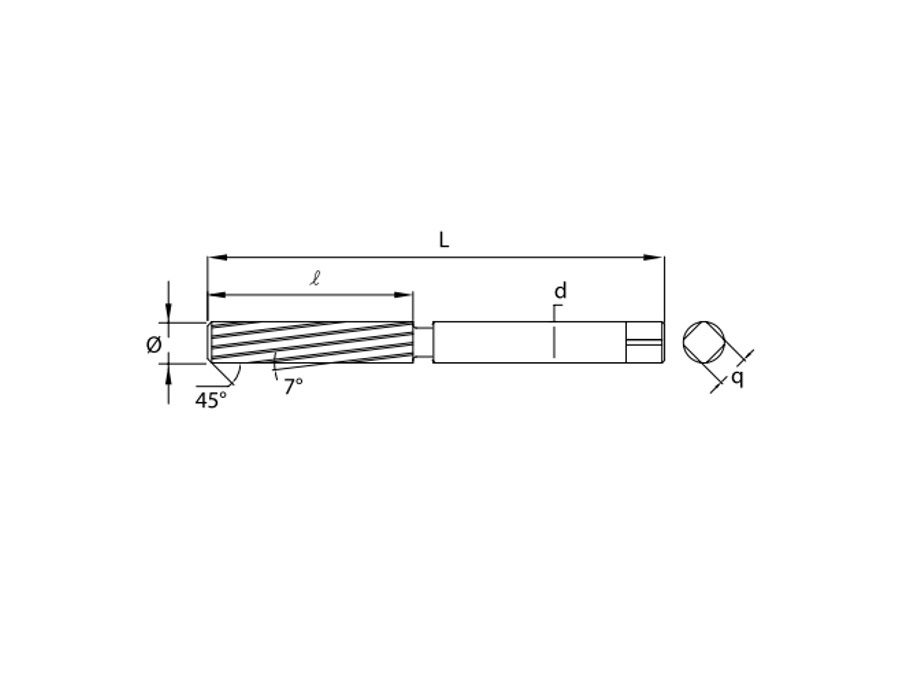 KRINO ALESATORE A MANO IN HSS A CODOLO CILINDRICO - MISURA Ø 28 - d 28 - q 22 - / 124 - L 247 - z 10