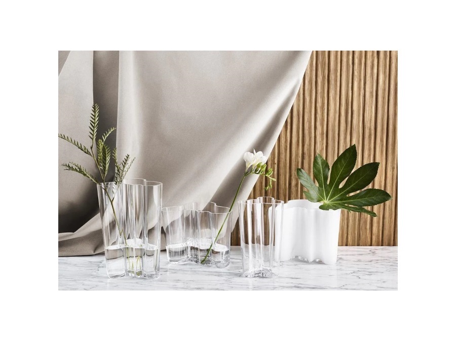 IITTALA Alvar Aalto, vaso bianco in vetro 251 mm