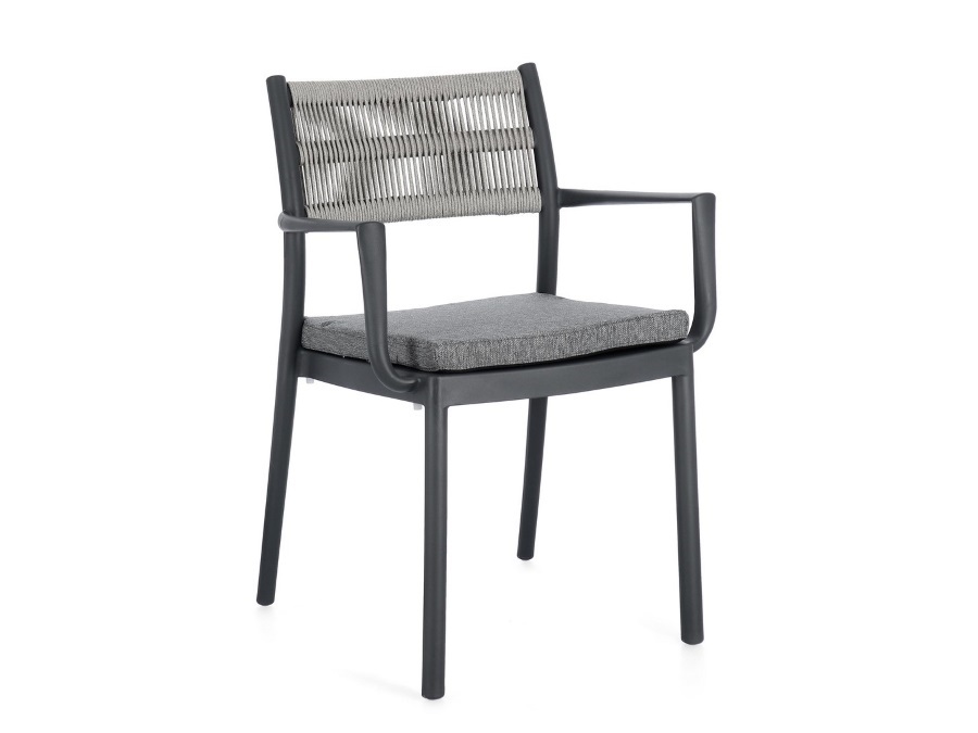 BIZZOTTO Alvin, sedia con braccioli con cuscino antracite/grigio chiaro