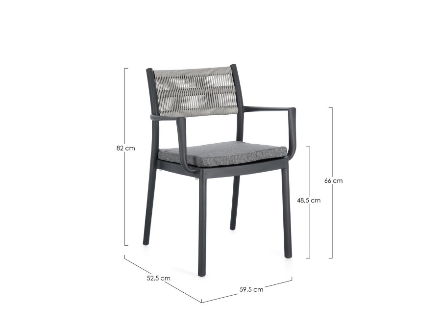 BIZZOTTO Alvin, sedia con braccioli con cuscino antracite/grigio chiaro