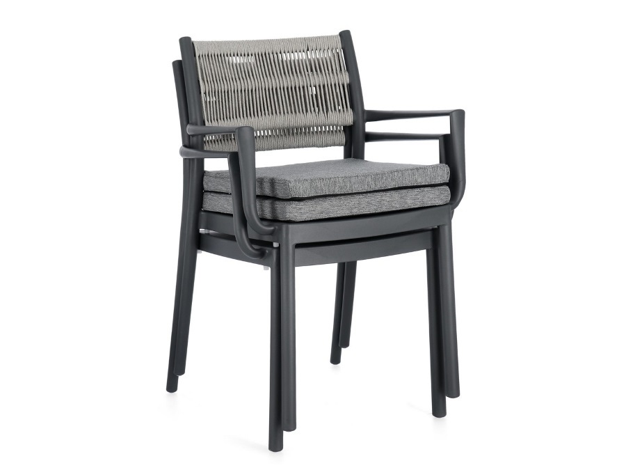 BIZZOTTO Alvin, sedia con braccioli con cuscino antracite/grigio chiaro