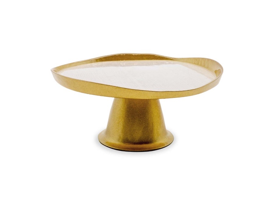 WD LIFESTYLE Alzatina in vetro perla/oro Ø28 cm