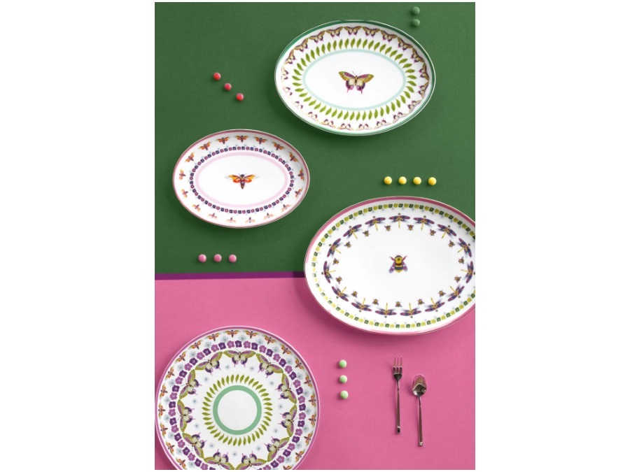 BACI MILANO Amazzonia - piatto ovale in porcellana, 19,5 x 26,5 cm