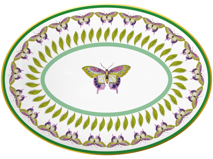 BACI MILANO Amazzonia - piatto ovale in porcellana, 23x31 cm