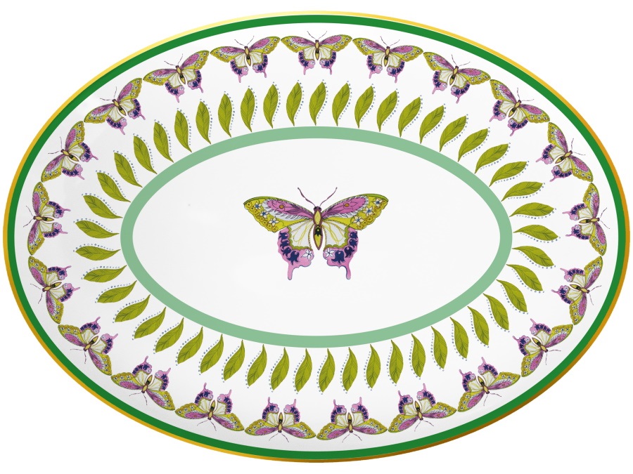 BACI MILANO Amazzonia - piatto ovale in porcellana, 23x31 cm