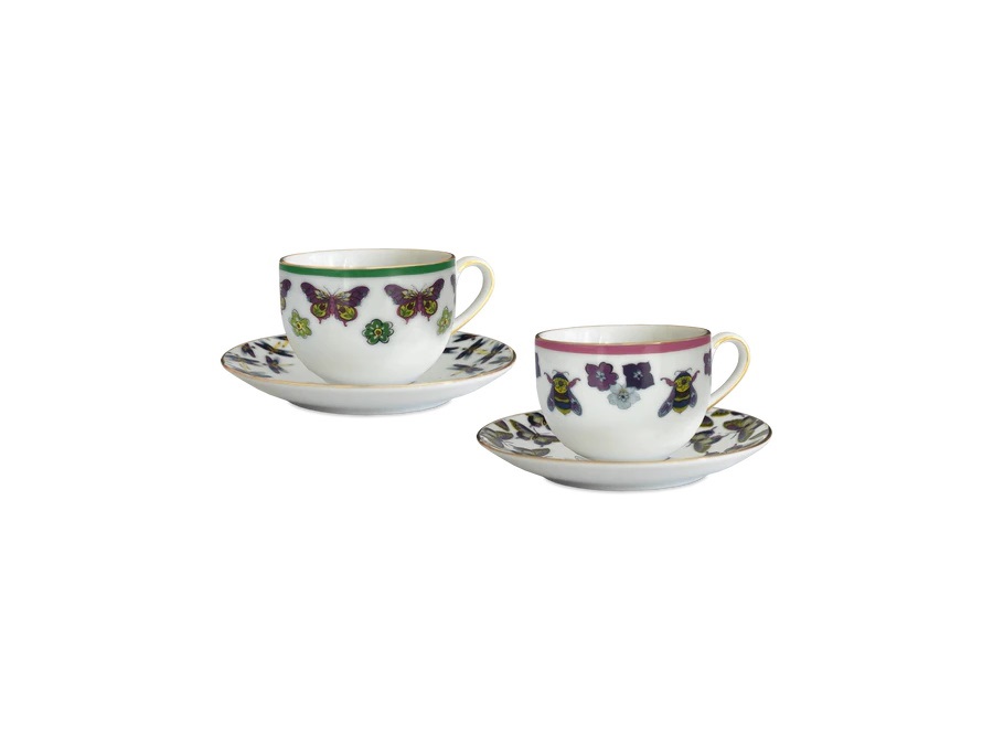 BACI MILANO amazzonia - set 2 tazzine caffè con piattino, Ø7,7x5,2 cm