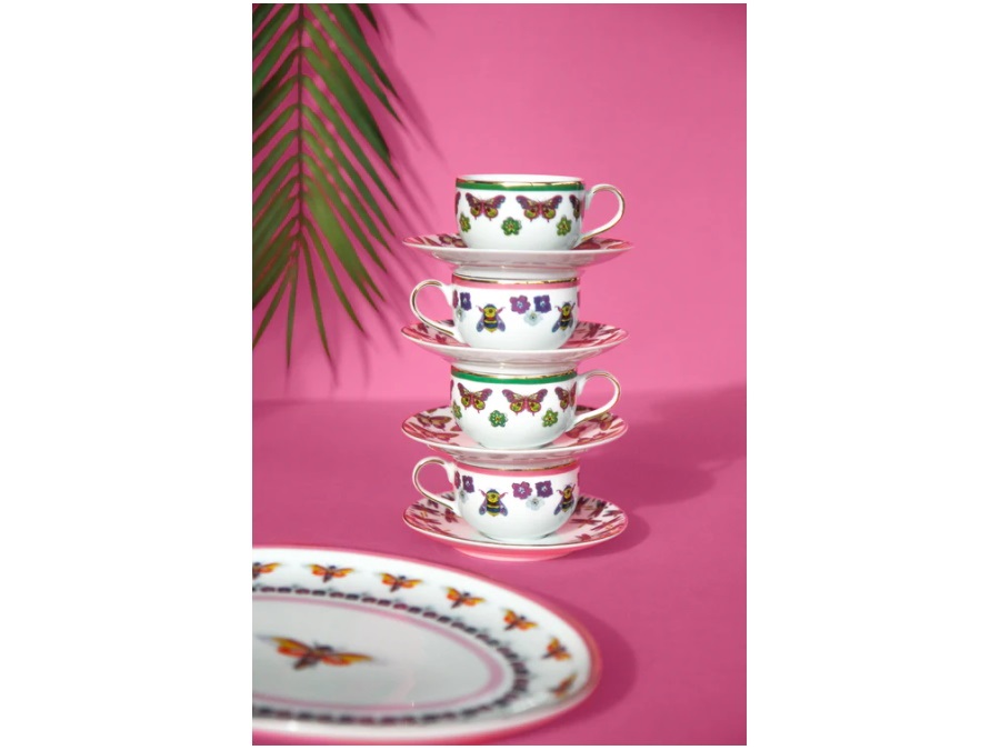 BACI MILANO amazzonia - set 2 tazzine the con piattino, Ø9,5x6,3 cm