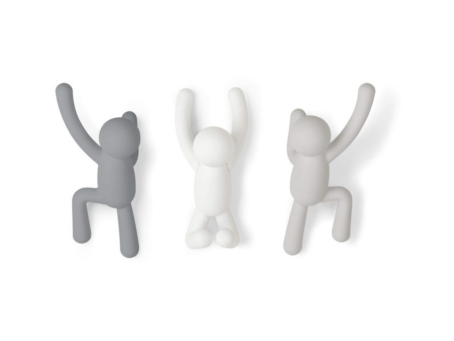 UMBRA Appendiabiti Buddy Hook Umbra, Set 3 pz colori assortiti (tonalità grigio)