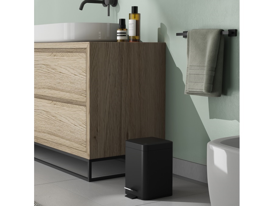 GEDY SPA Argenta, portarifiuti quadrato 5lt nero matt