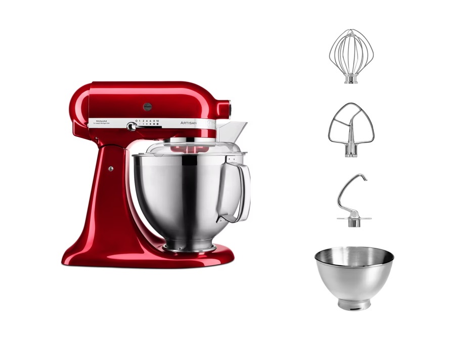 KITCHENAID Artisan, planetaria con testa reclinabile 4,8 Lt, accessori in acciaio inox, candy apple