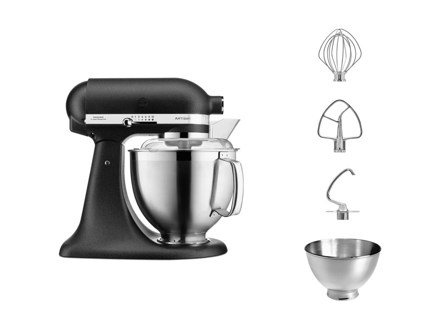 KITCHENAID Artisan, planetaria con testa reclinabile 4,8 Lt, accessori in acciaio inox, cast iron black