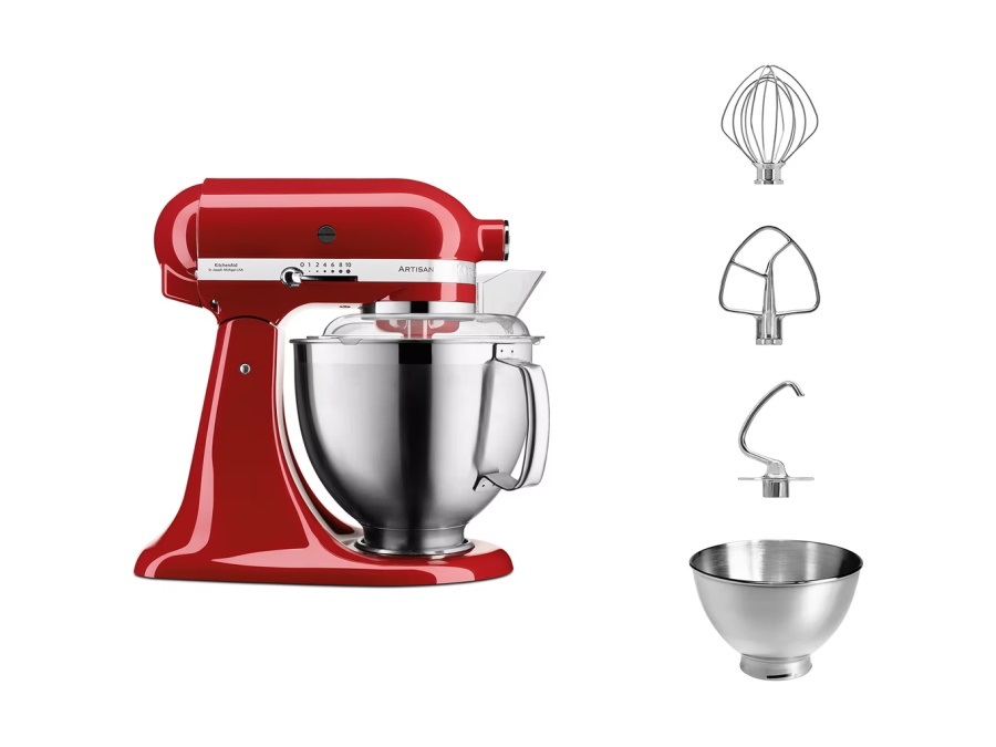 KITCHENAID Artisan, planetaria con testa reclinabile 4,8 Lt, accessori in acciaio inox, empire red