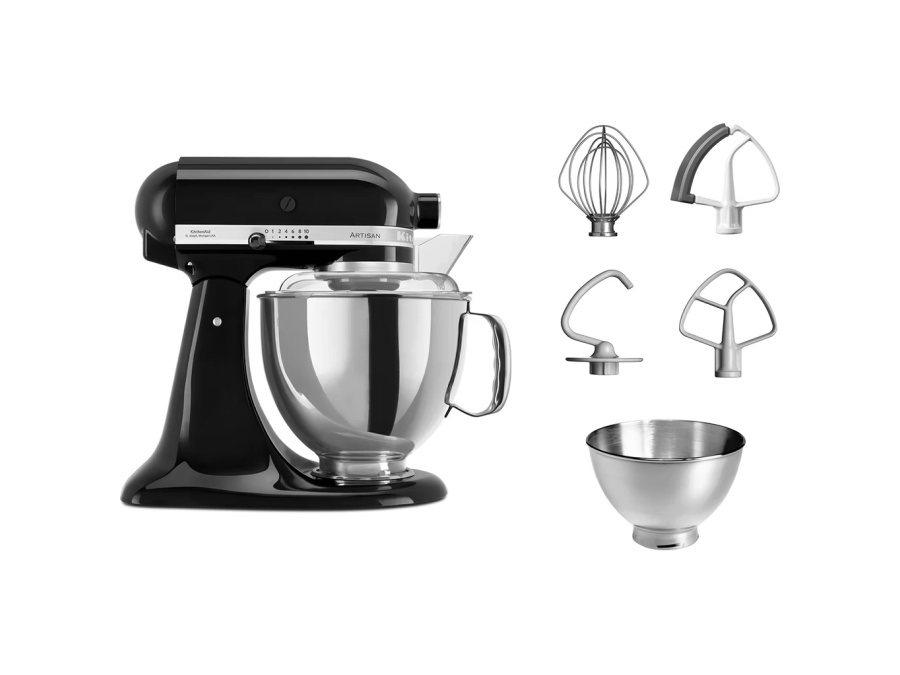 KITCHENAID Artisan, planetaria con testa reclinabile 4,8 Lt, accessori inclusi, onix black