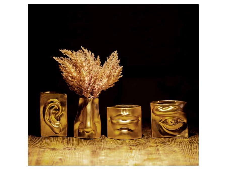 Rituali domestici augusto, vaso decorativo occhio l oro 18,5x14xh18 cm