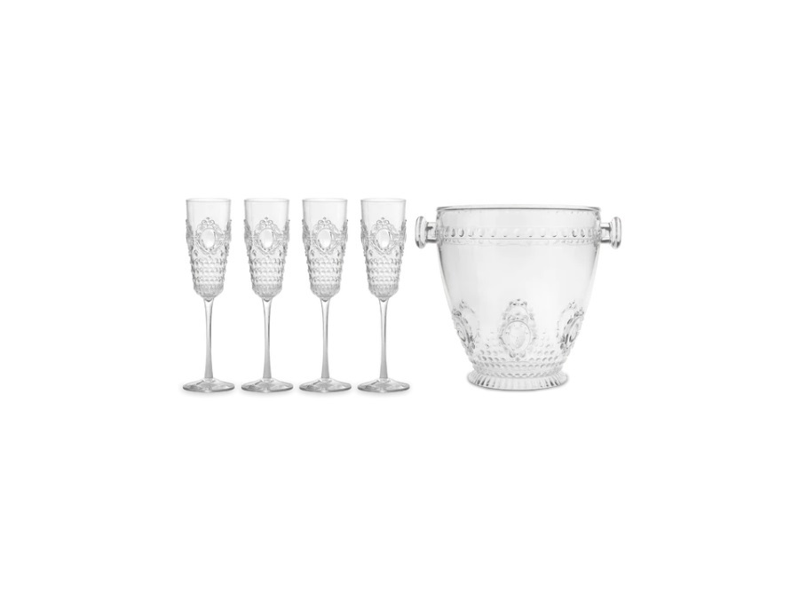 BACI MILANO Baroque & rock anniversary - Set 4 Flute con secchiello champagne trasparente