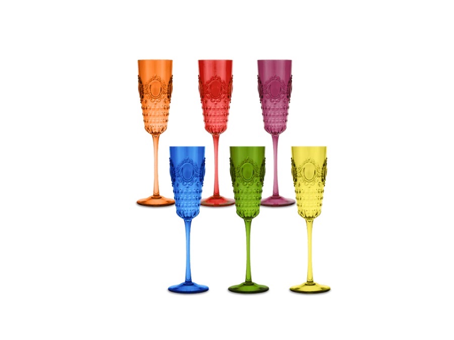 BACI MILANO Baroque & rock anniversary - Set 6 Flute Champagne Colori Assortiti