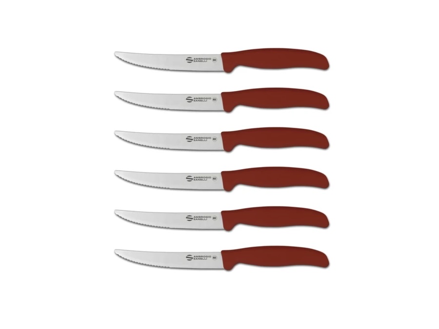 Ambrogio sanelli bbq - coltello bistecca 1/2 dentato, 12 cm, cf.6 pz