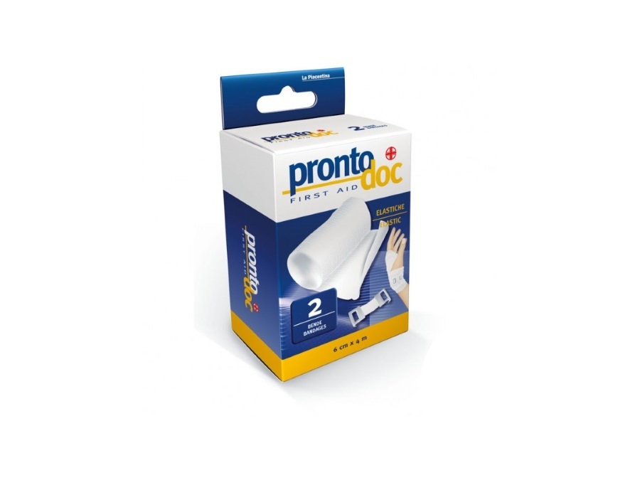 PRONTO DOC Benda elastica con fermaglio 6 cm x 4 mt - 2 pz