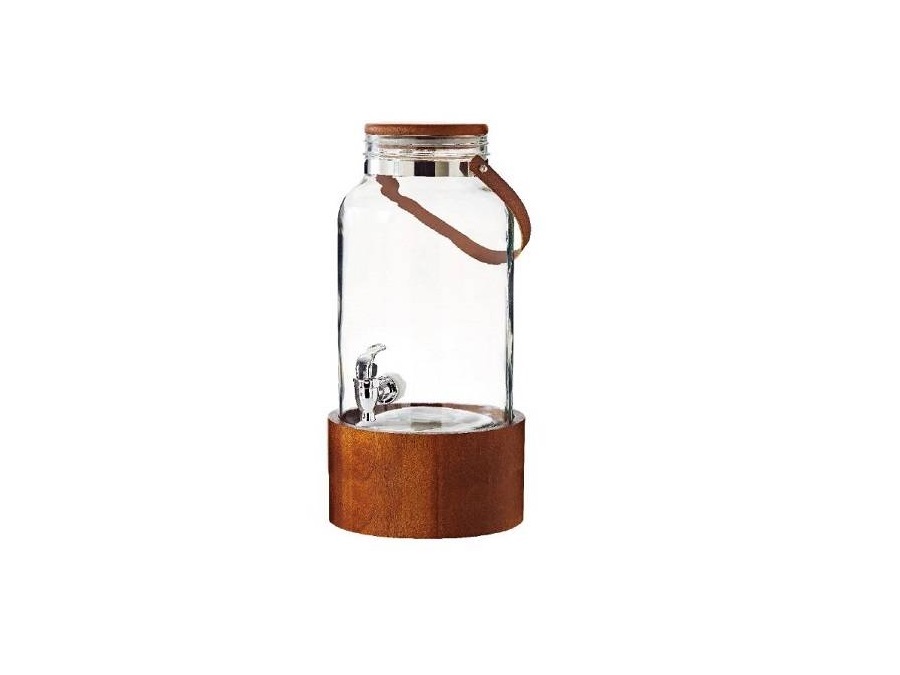 LEONE Big jar con base in acacia e manico, 5,8 lt