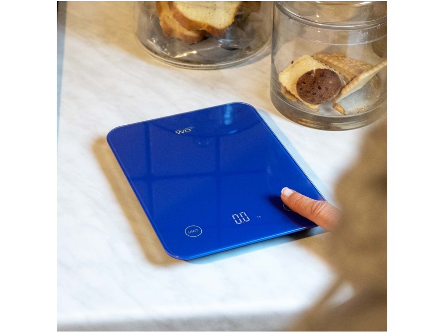 WD LIFESTYLE Bilancia digitale ricaricabile e waterproof azzurra