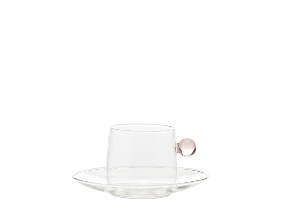 ZAFFERANO S.R.L. Bilia, tazza da tè con piattino trasparente/rosa 22 cl