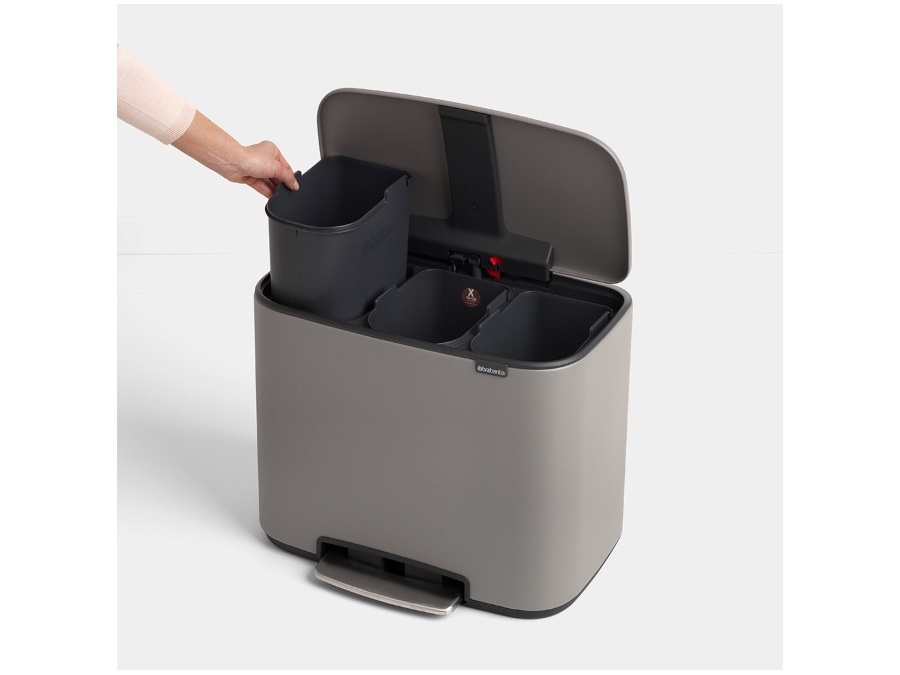 BRABANTIA Bo pedal bin pattumiera 3 x 11 litri - Mineral Concrete Grey