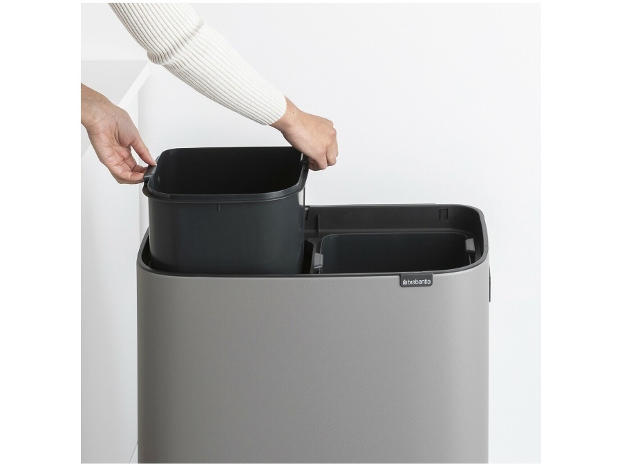 BRABANTIA BO TOUCH BIN HI pattumiera 2 x 30 litri - Mineral Concrete Grey