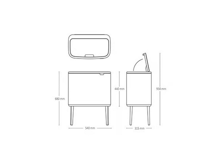 BRABANTIA Bo touch bin pattumiera 3 x 11 litri - confident grey