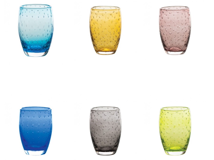 ZAFFERANO S.R.L. Bolicante, set 6 bicchiere tumbler colori assortiti 35 cl