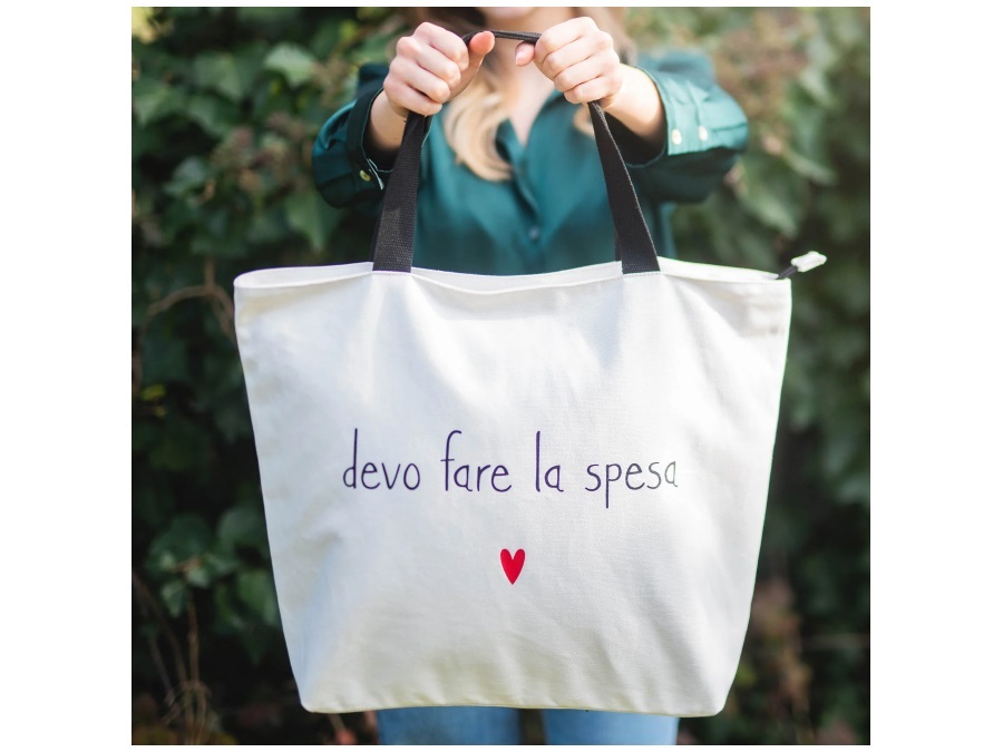 SIMPLE DAY LIVING & LIFESTYLE Borsa bianca in canvas Devo fare la spesa