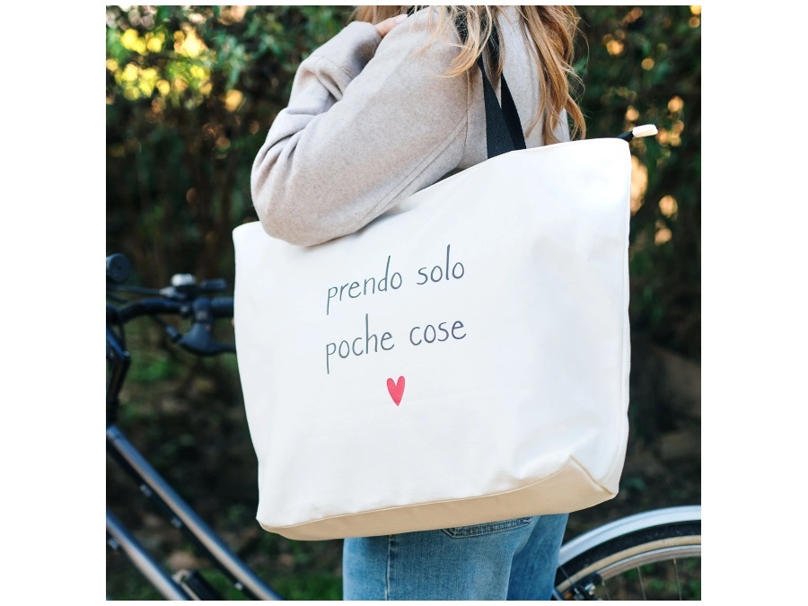 SIMPLE DAY LIVING & LIFESTYLE Borsa bianca in canvas Prendo solo poche cose