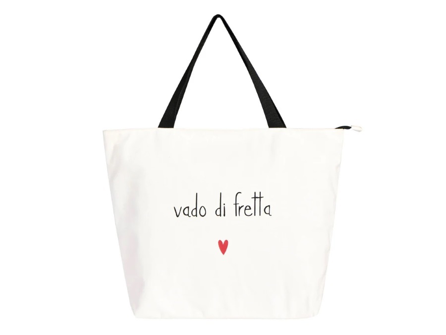 SIMPLE DAY LIVING & LIFESTYLE Borsa bianca in canvas Vado di fretta