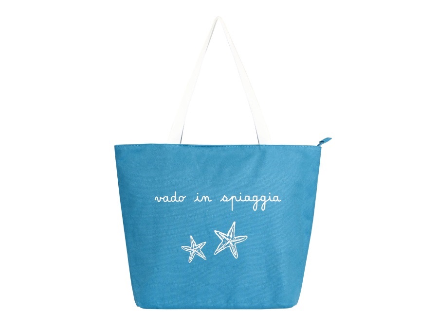 SIMPLE DAY LIVING & LIFESTYLE Borsa in canvas decoro Vado in spiaggia - Cobalto