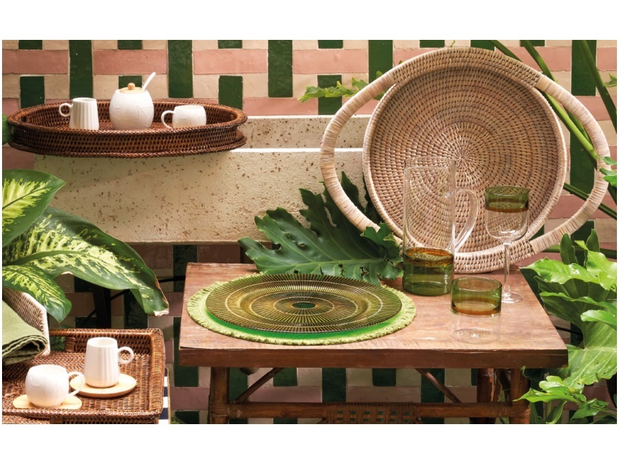 LA PORCELLANA BIANCA Botanio, sottopiatto frange verde Ø38 cm