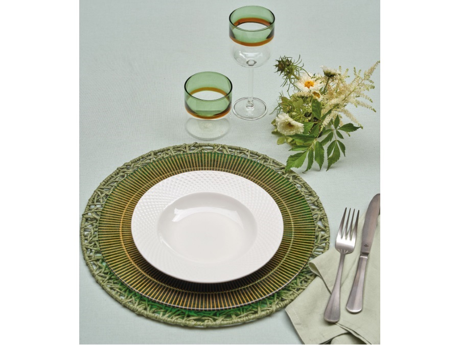 LA PORCELLANA BIANCA Botanio, sottopiatto intreccio verde Ø38 cm
