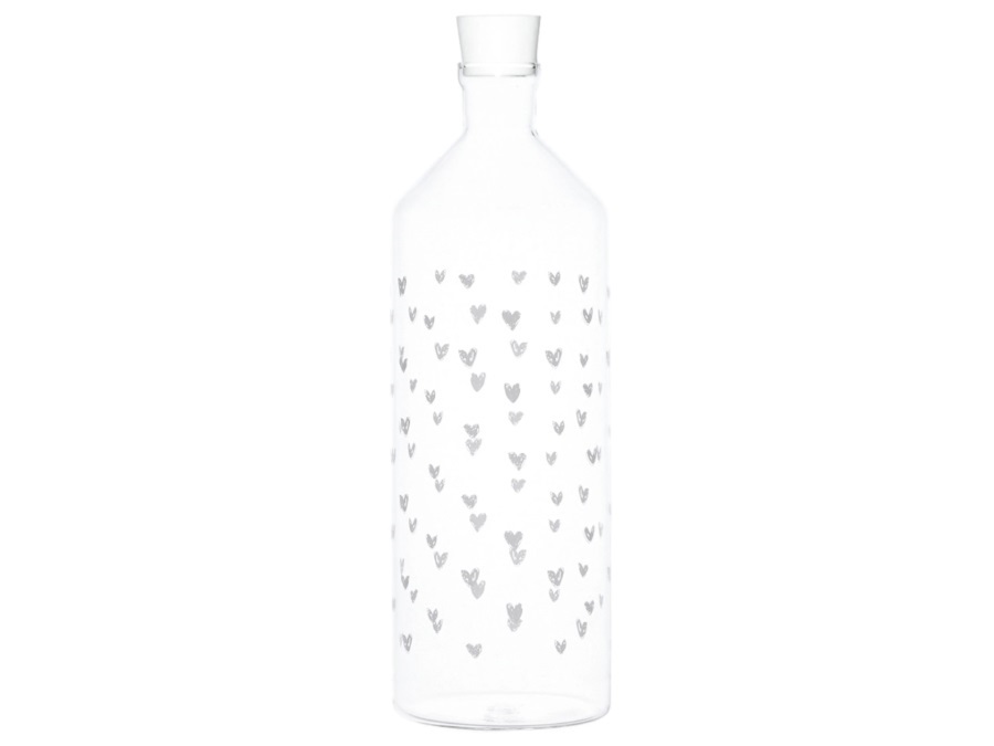 SIMPLE DAY LIVING & LIFESTYLE Bottiglia in vetro tappezzeria cuori, 1,4 lt