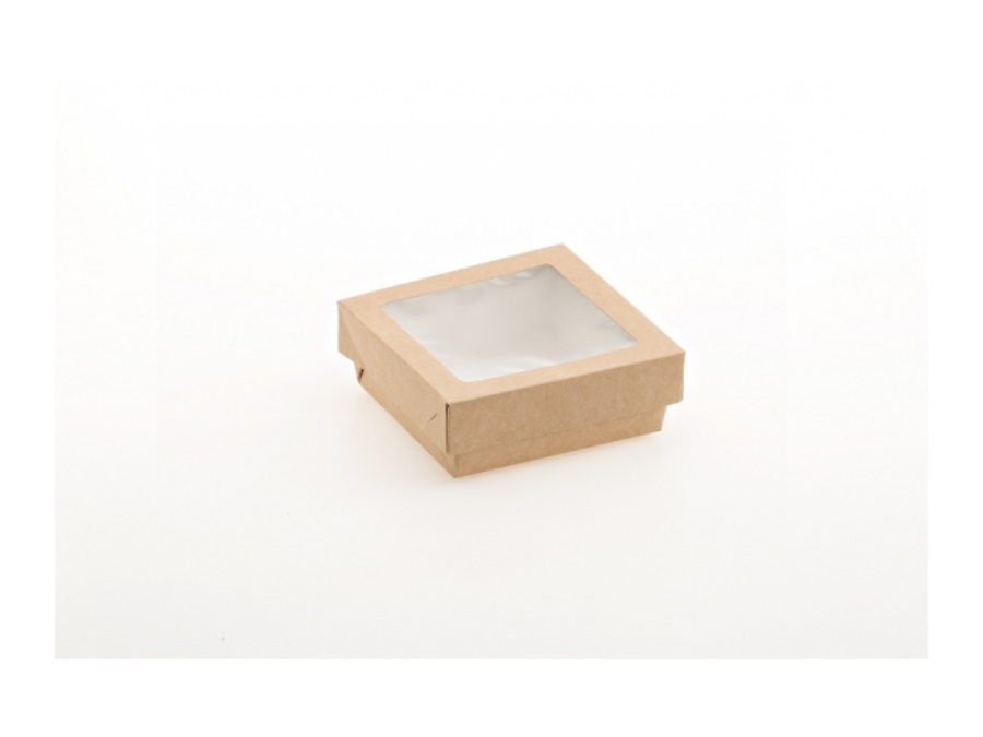 LEONE Box con finestra, avana/bianco - MISURA 12 x 12 x 4h cm