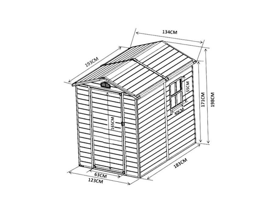 VERDELOOK Boxy, casetta da giardino in plastica 193x134 - h.198 CM