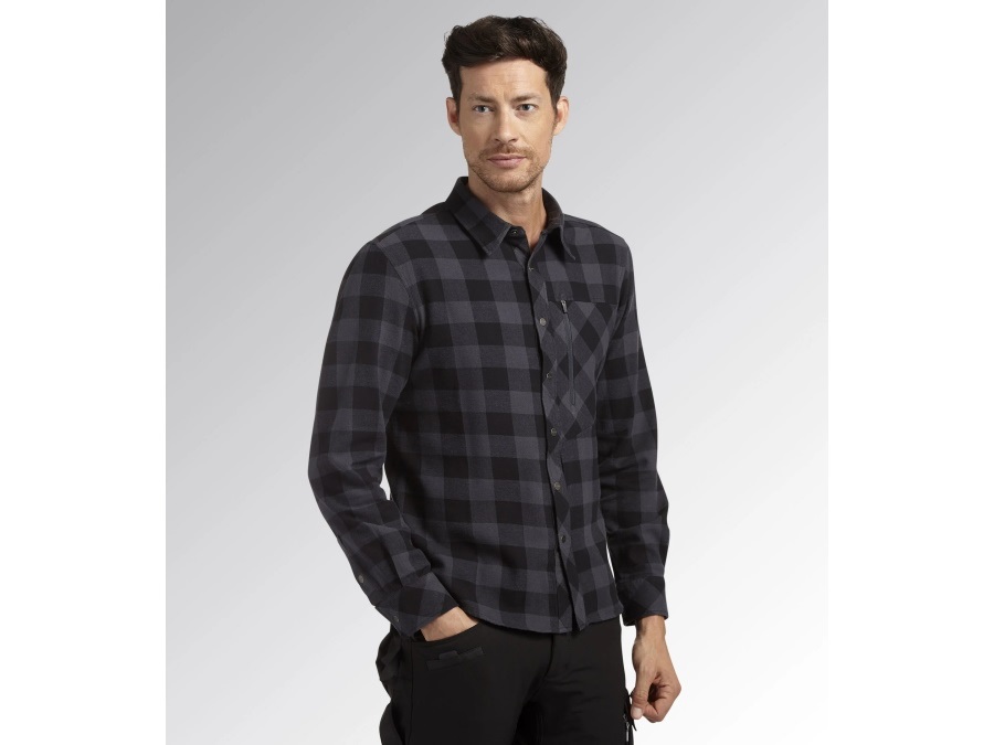 DIADORA Camicia in flanella check Cortina, nero/antracite