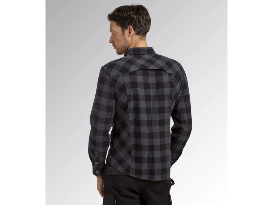 DIADORA Camicia in flanella check Cortina, nero/antracite