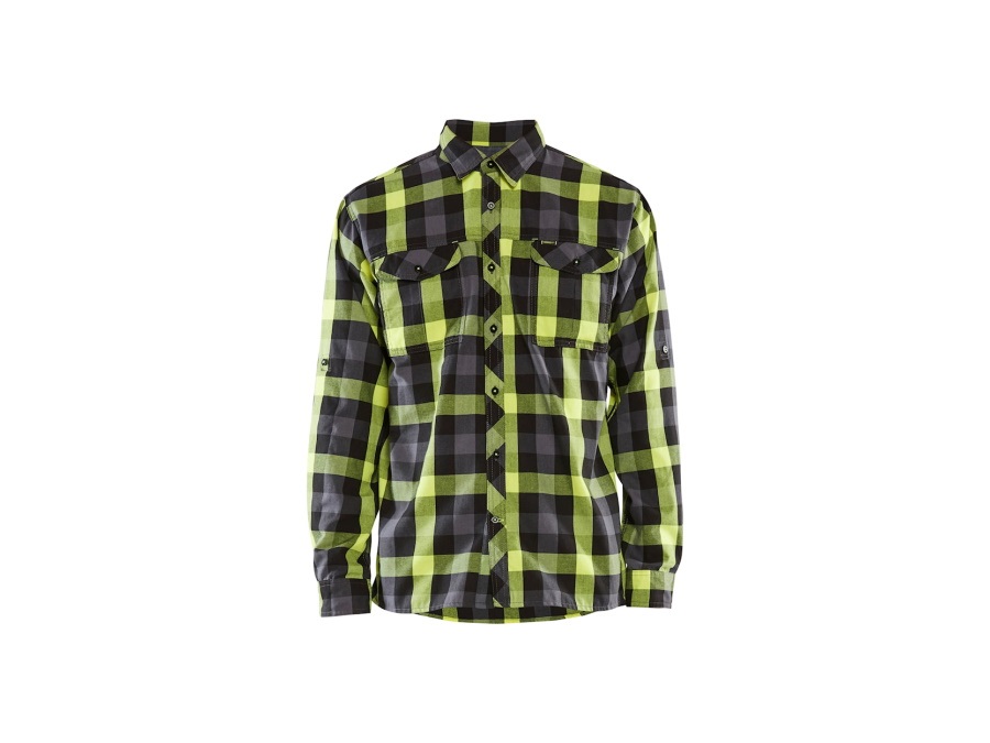 BLÅKLÄDER ITALIA SRL Camicia in flanella, nero/giallo L - TAGLIA L