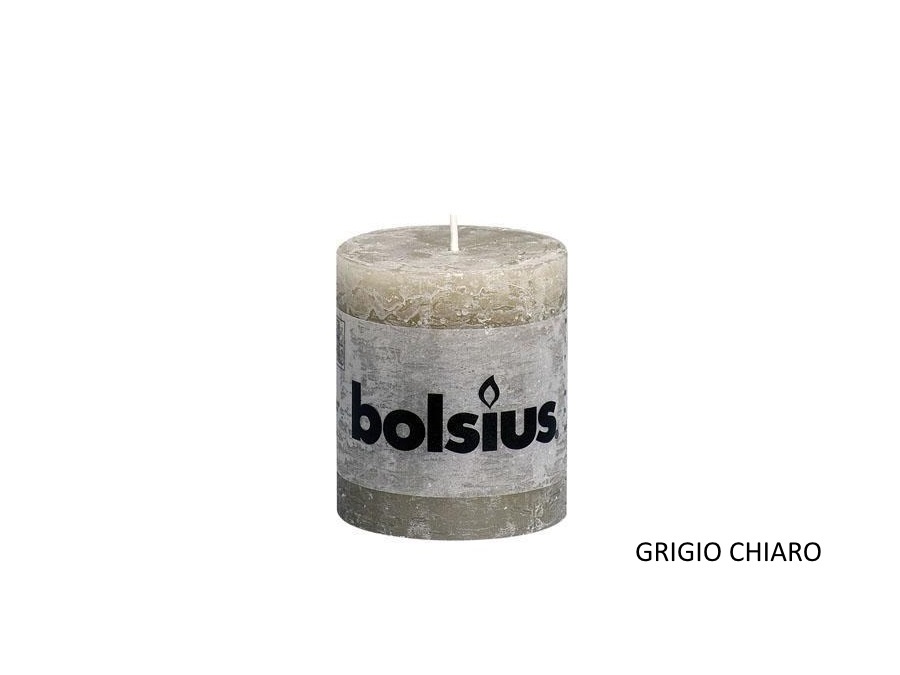 BOLSIUS Candela rustica 80/68 mm - COLORE GRIGIO CHIARO
