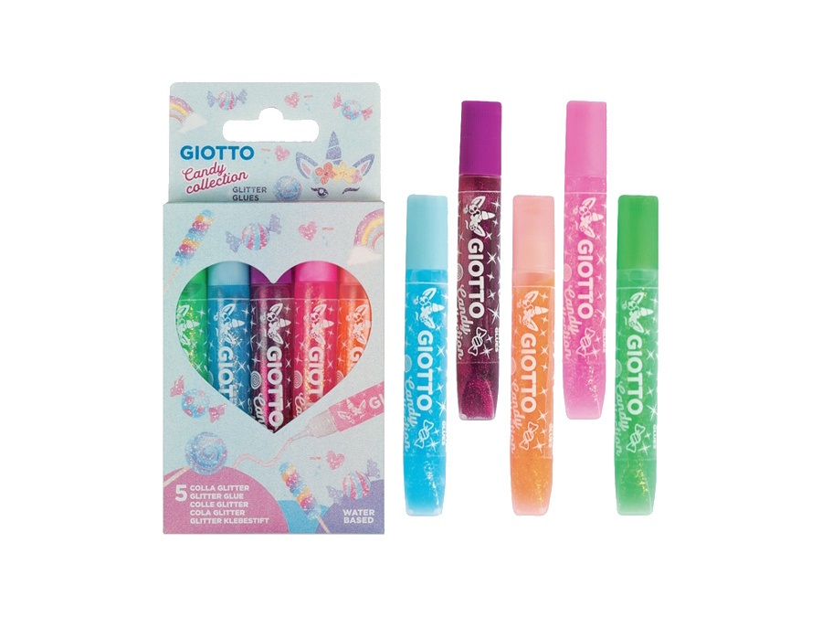 GIOTTO Candy collection, colla glitter, 5 pezzi