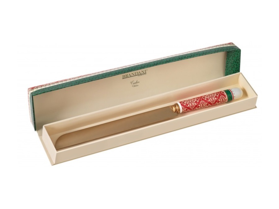 BRANDANI GIFT GROUP S.A.S. CANTICO,COLTELLO TORTA OLD GOLD INOX C/MANICO CERAMICA