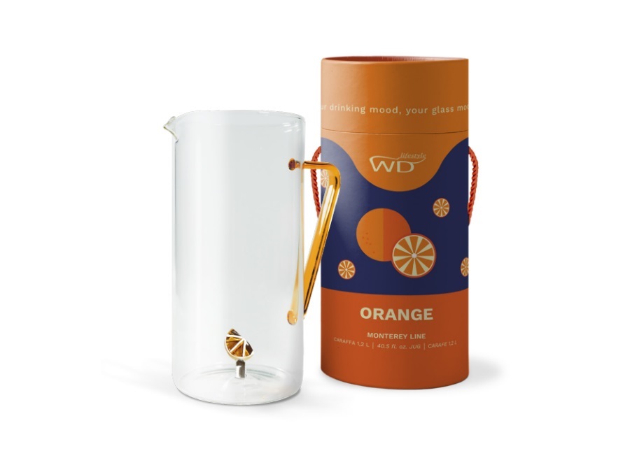 WD LIFESTYLE Caraffa in vetro arancia, 1,2 lt